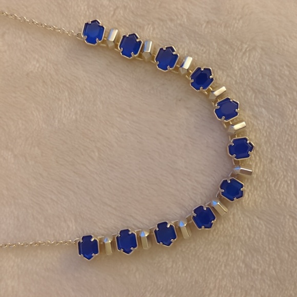 NEW Kendra Scott Tammy Custom Color Bar Necklace Gold Cobalt Blue Adjustable - Picture 12 of 14